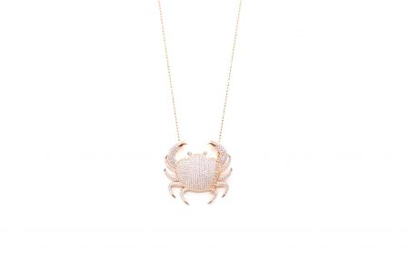 Rose gold-plated with zircon crab