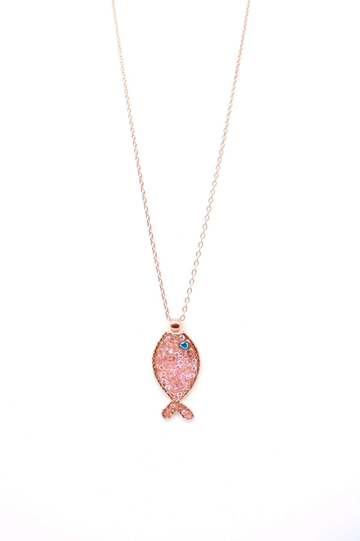 Rose gold-plated with zircon and smalt