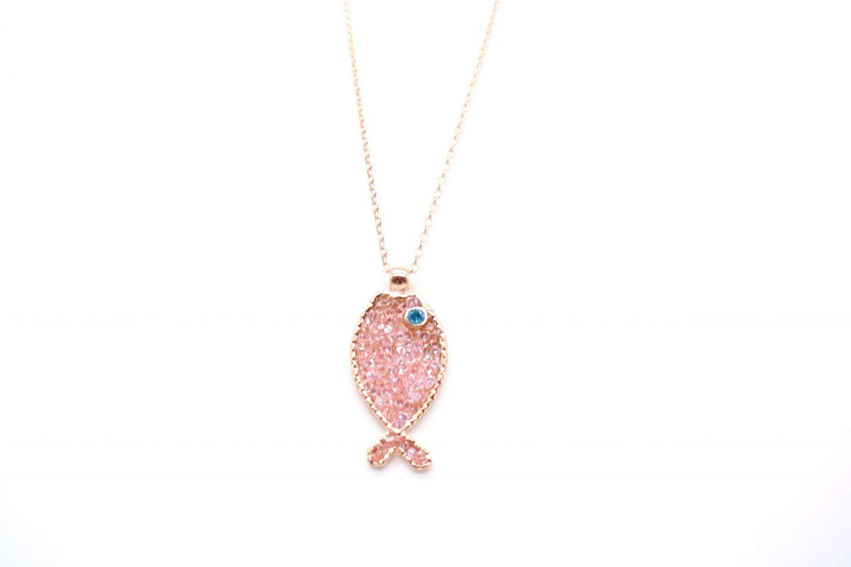 Rose gold-plated with zircon and smalt