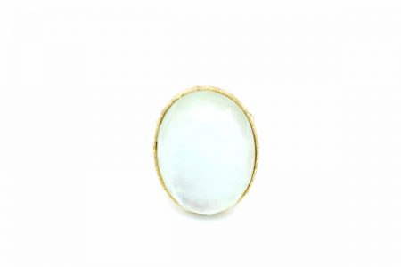 Gold plated silver with quartz and mother of pearl