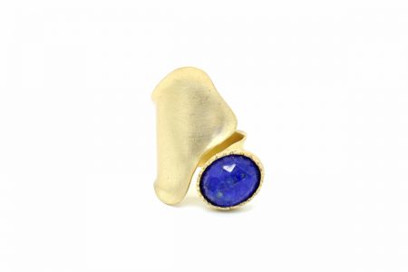 Gold plated silver with quartz and lapis lazuli