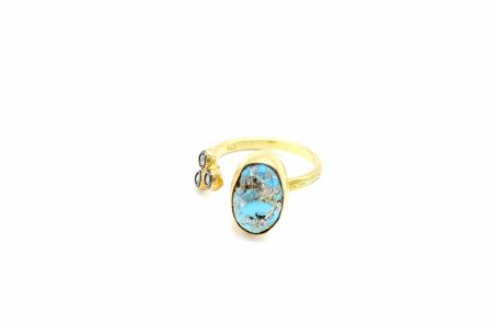 Gold plated silver with zircon and turquoise