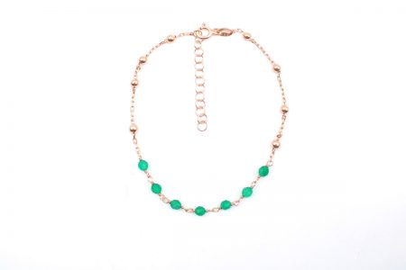 Rose gold plated silver with aventurine