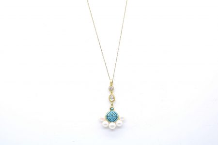 Gold plated silver with pearl and zircon