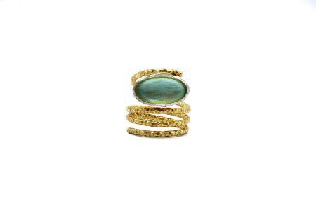 Gold-plated silver with aquamarine